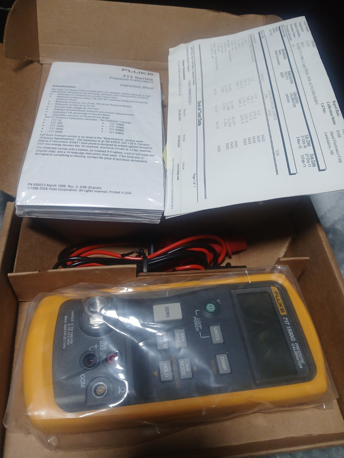 pressure calibrator fluke 717 1500g