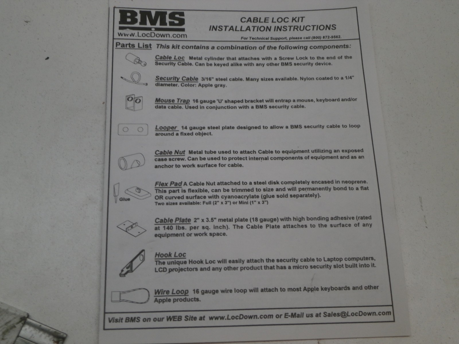 BMS Business Machine Security CLK-FP2 Security Cable Loc Lock Kit