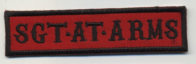sgt at arms patch badge car club motorcycle biker MC vest jacket red black