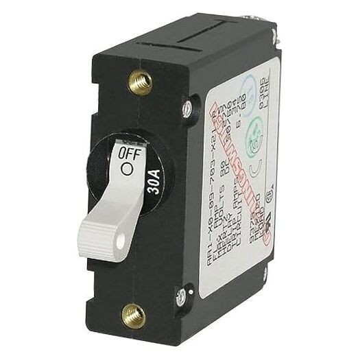 A-Series Toggle Single Pole Circuit Breakers White 30a