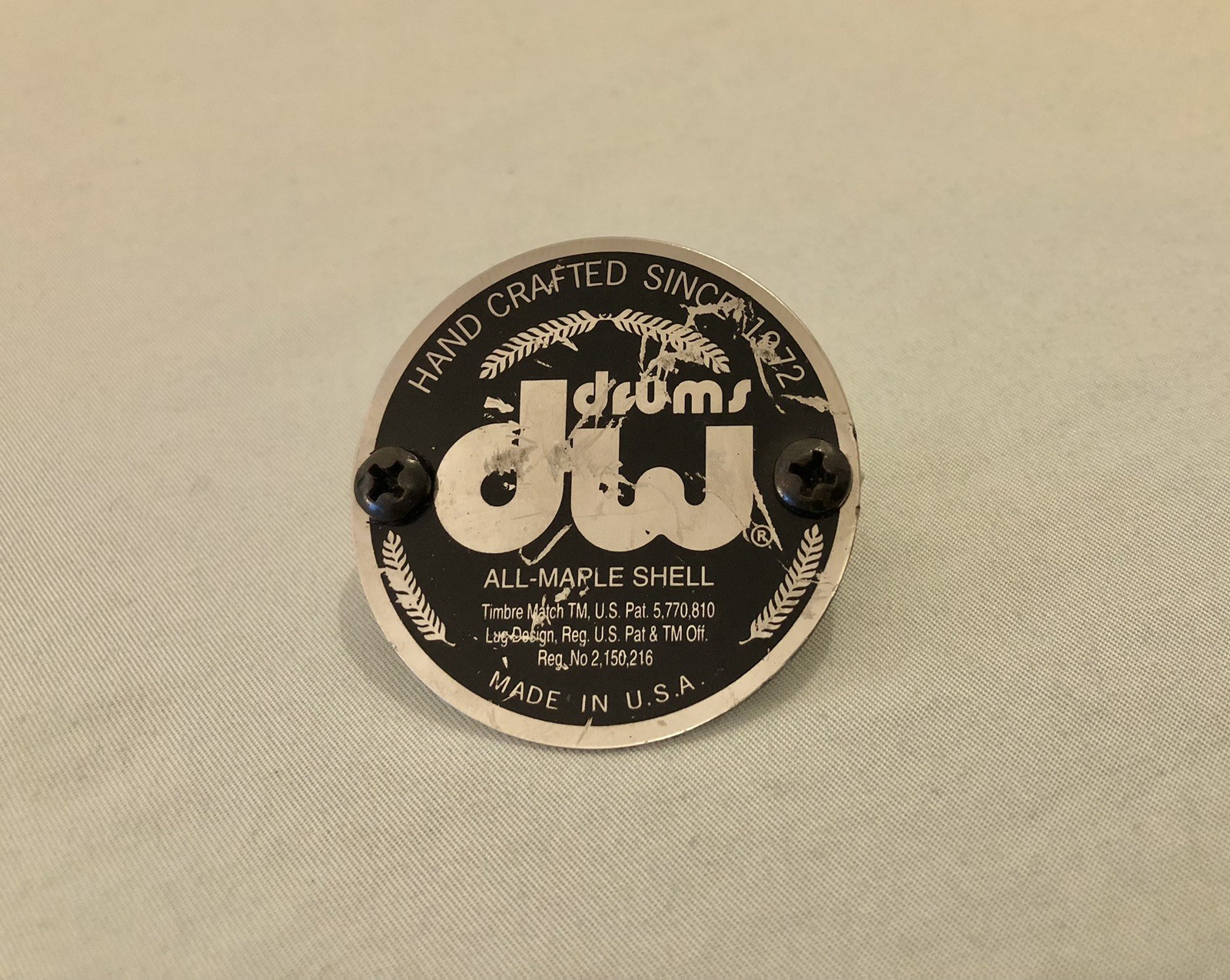 DW Collector’s Black Chrome Badge Bass Tom Snare Drum No Serial # 3rd Generation