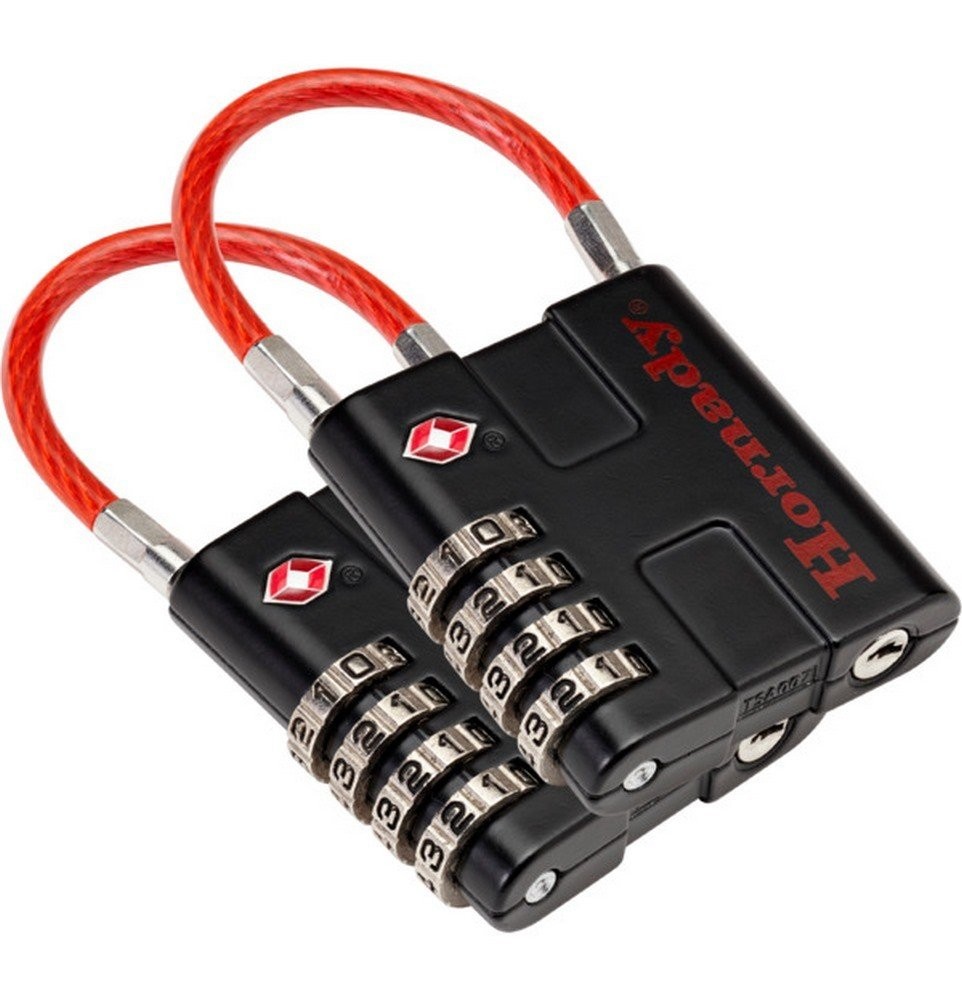 Hornady TSA Shackle Padlock 2 Package Open With Combination Black/Red - 96022