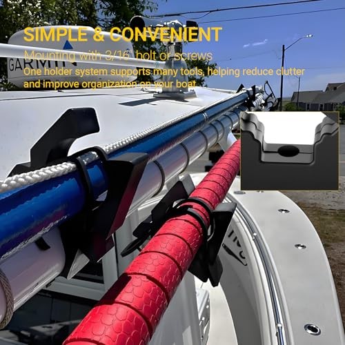 Quick Release Boat Hook Holders with Rubber Spring Strap,Marine Holder 2 Pcs