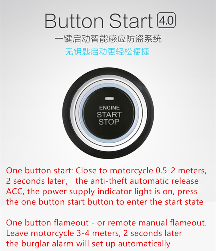 Car Engine Ignition Push Button Remote One Key Start Alarm System Security Kits