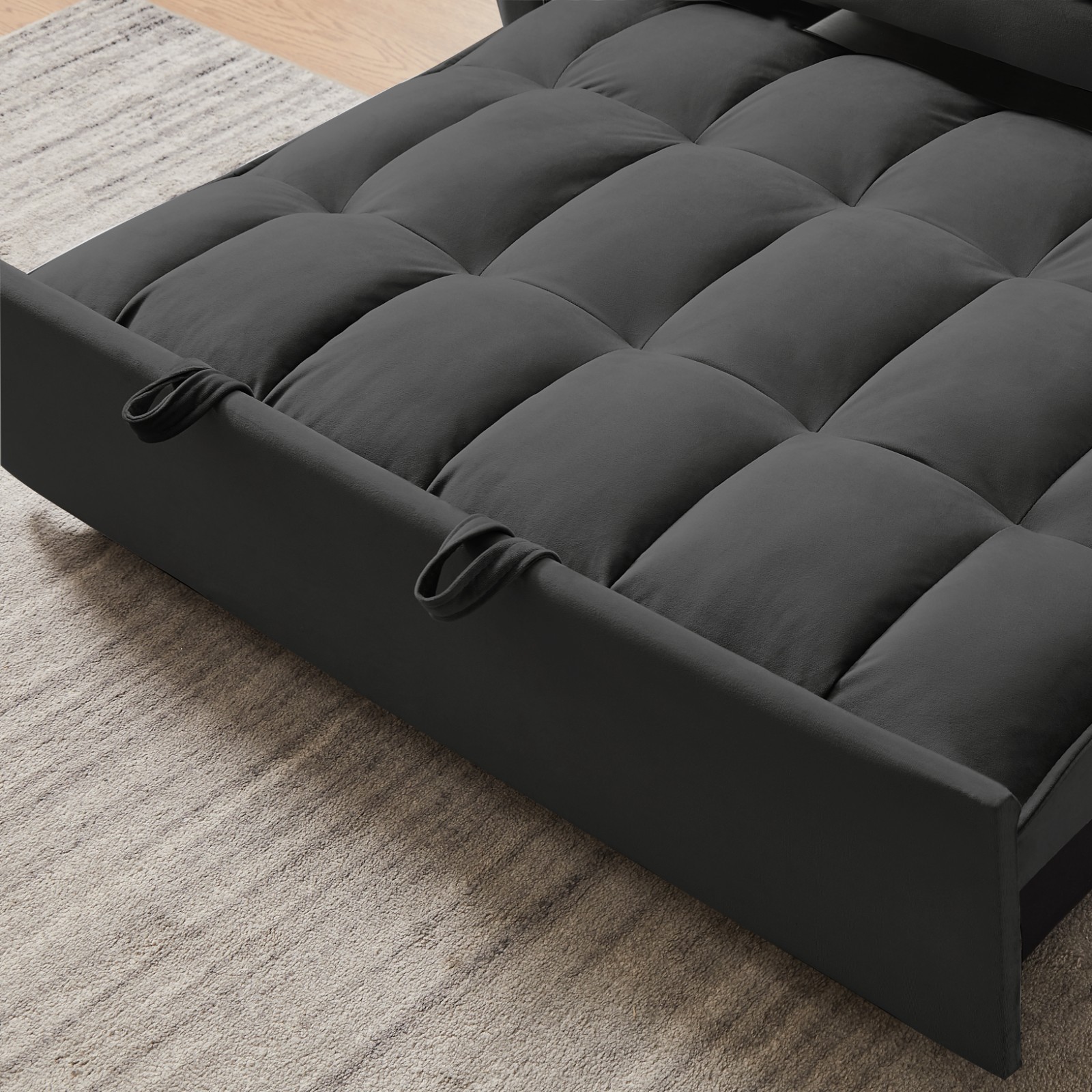 3 in 1 Modern Convertible Sleeper Sofa Bed Loveseat Couch for Small Spaces Black