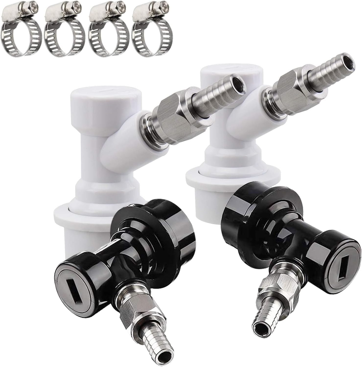 【2 Pairs】 Ball Lock Disconnect Set, Home Brew Ball Lock Keg Fittings with MFL Th