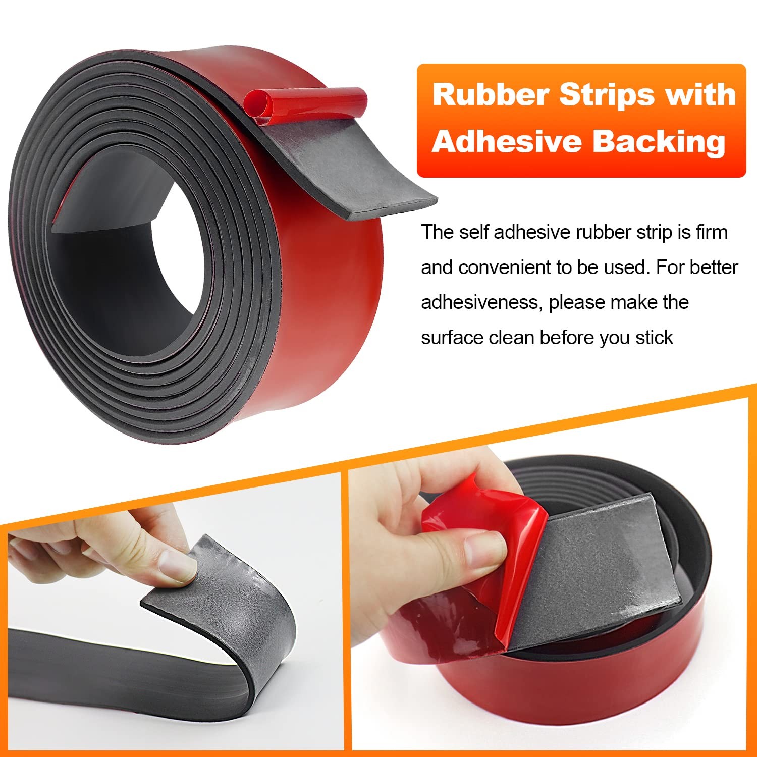 Adhesive Rubber Strips Neoprene Sheet, 1" Wide, 1/8" Thick, 10' Long