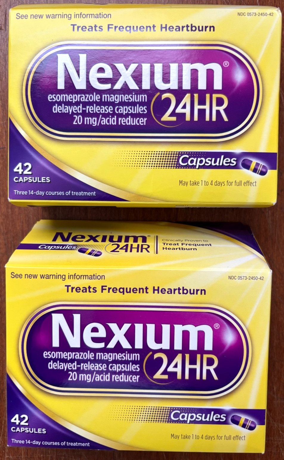 Nexium 24HR Esomeprazole 42/ct Capsules *LOT OF 2* EXP: 01/2027
