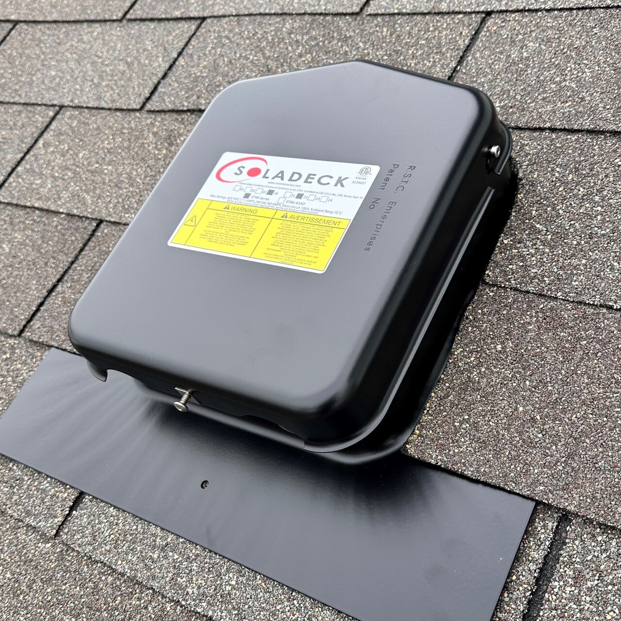 SolaDeck 0999-5B Flashed PV Junction Box 1000V for Composition/Cedar Roofs