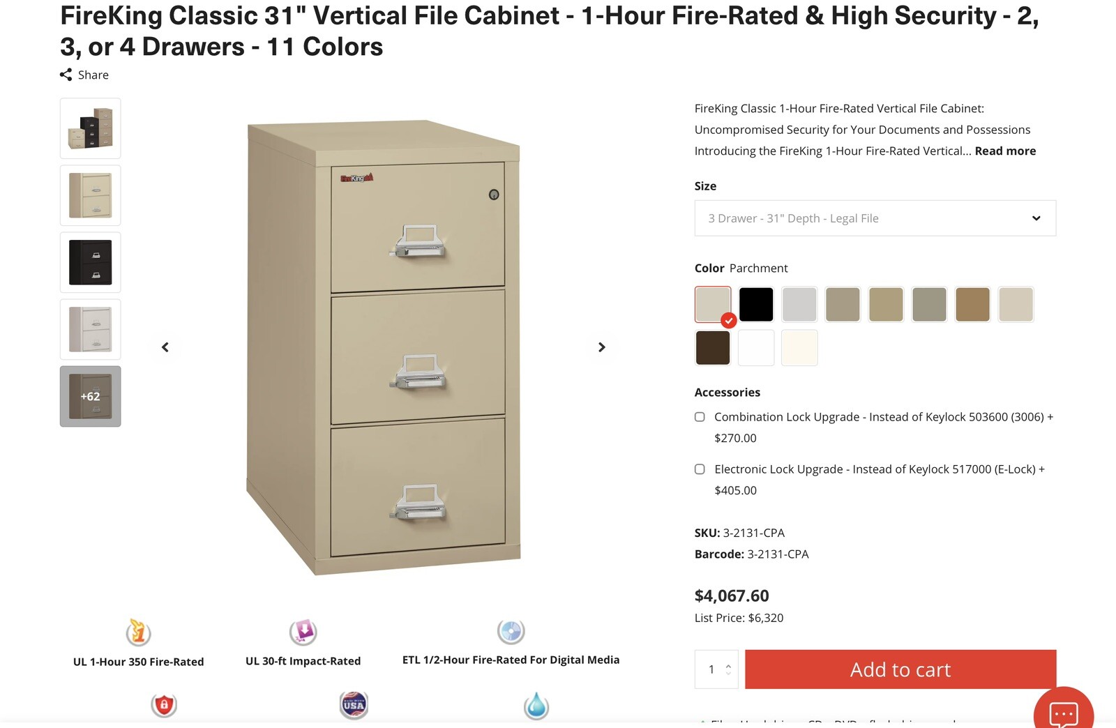 3 Drawer Fireking File Cabinet