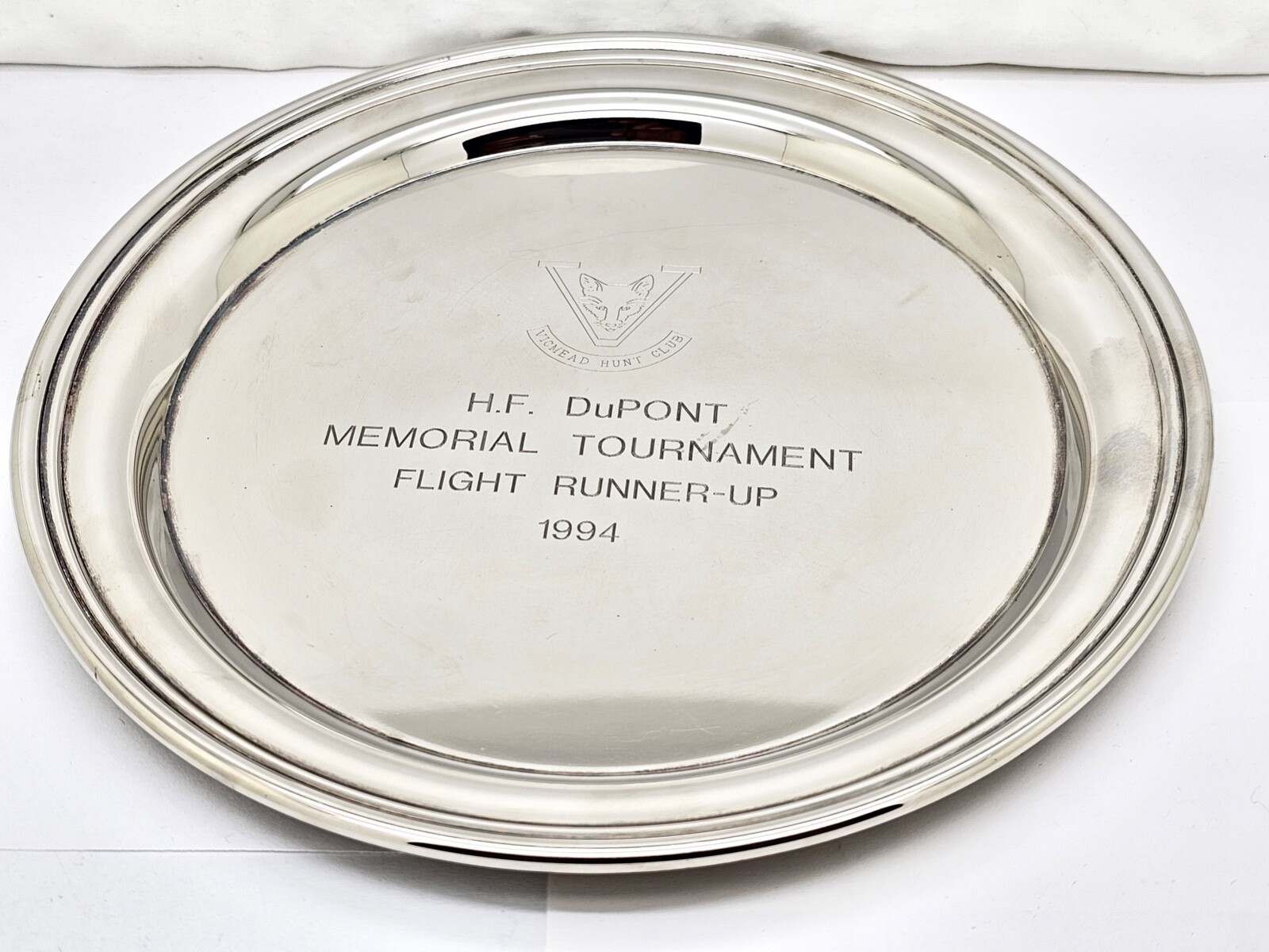 VICMEAD FOX HUNT CLUB 1994 H.F.DUPONT MEMORIAL SILVER TROPHY PLATE,8"