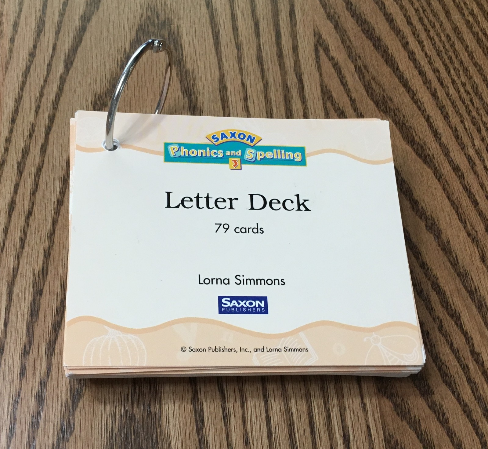 SAXON PHONICS & SPELLING / LETTER DECK / 79 CARDS / GRADE 3 / RING BOUND