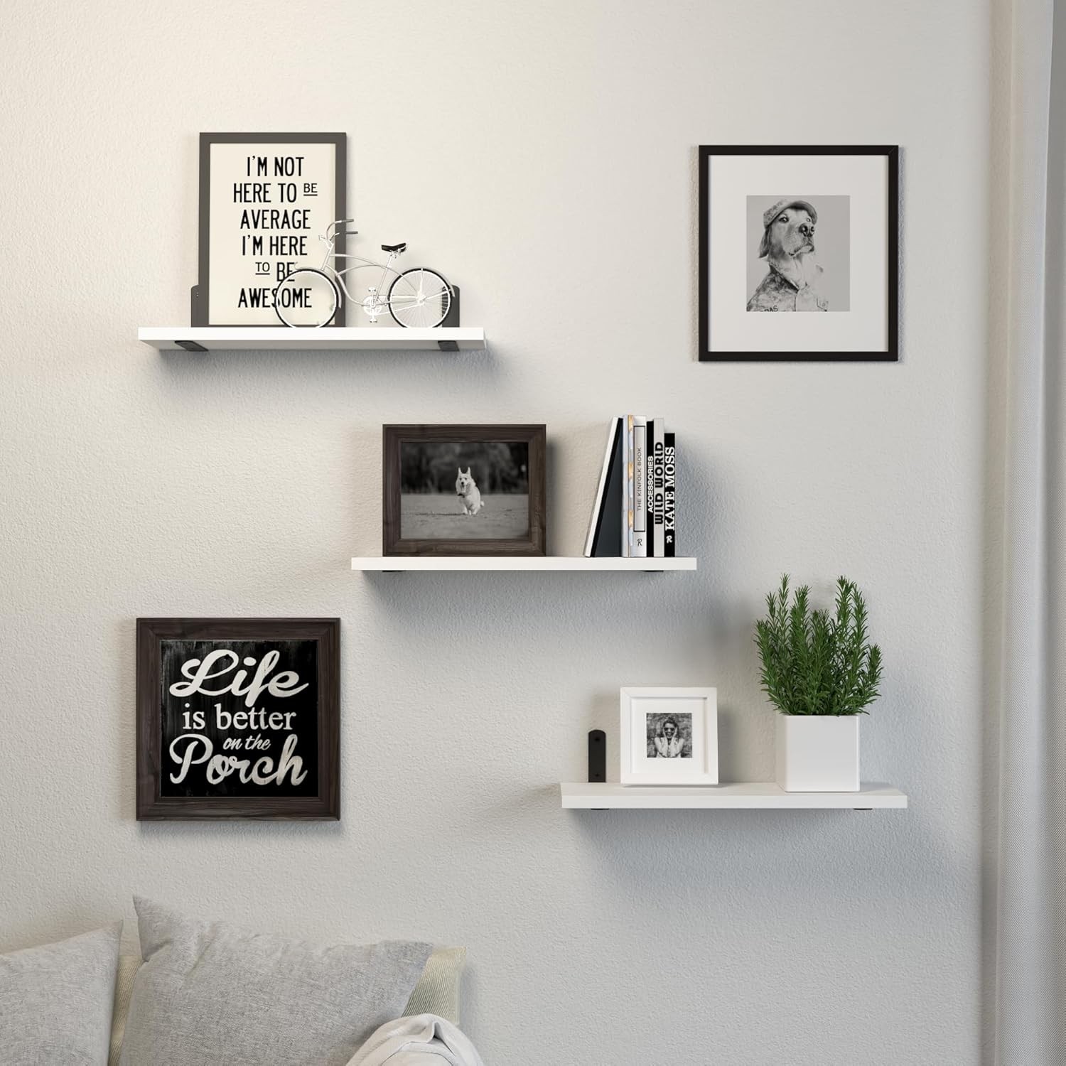 Floating Shelves, 3 Sets Wall Wooden Shelves Basic, White