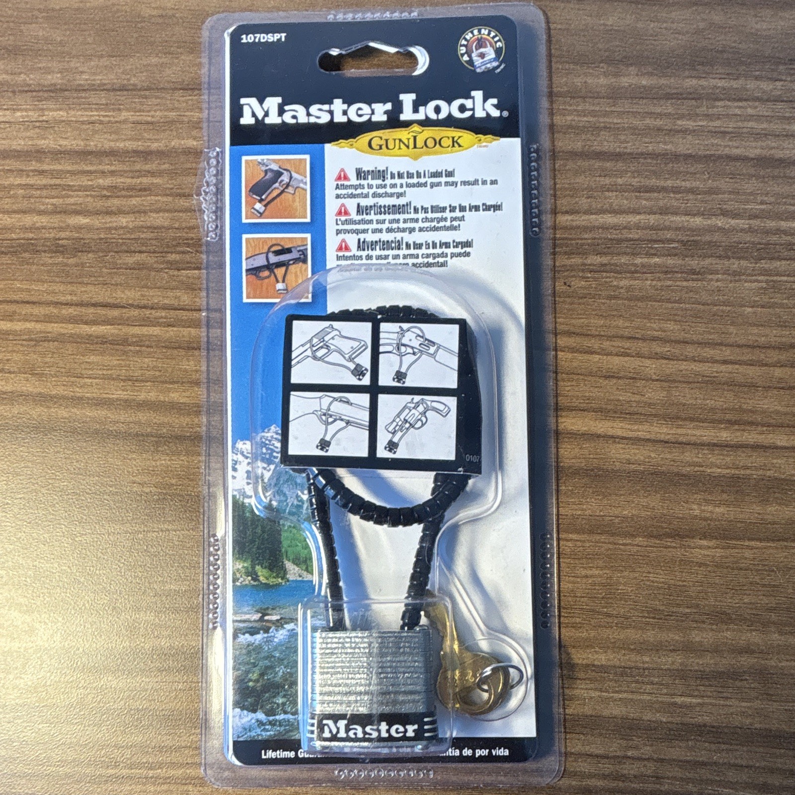 Master Lock 107DSPT Steel Gun Cable Lock Keyed w/ 2 Keys for Pistol/Rifle
