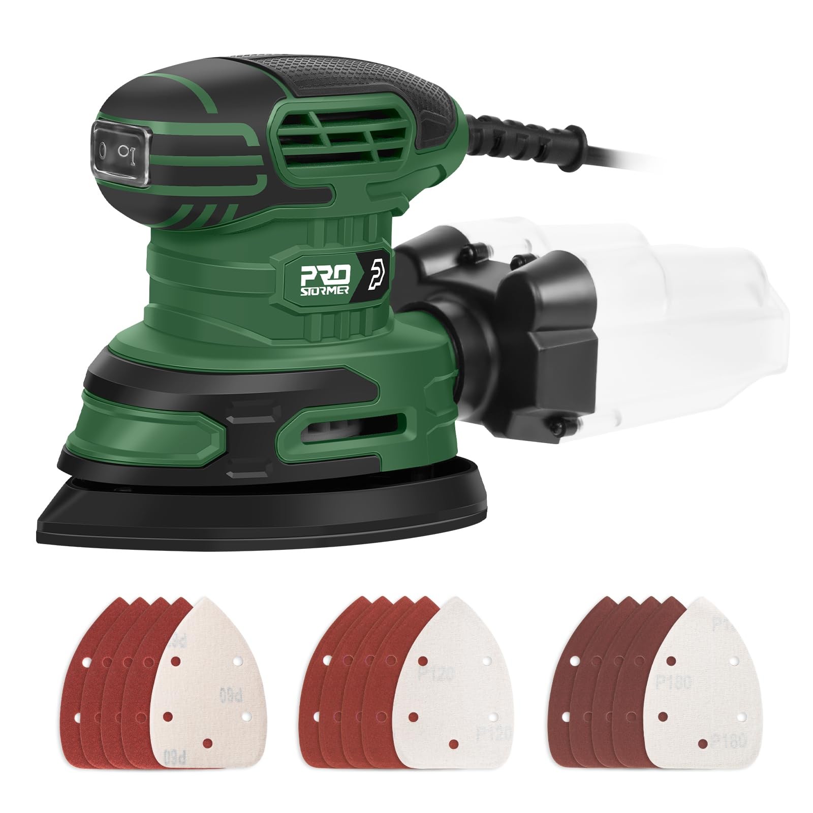 Detail Sander, 13000RPM Sander, 1.6A Palm Sanders with 15Pcs Sandpapers, Dust...
