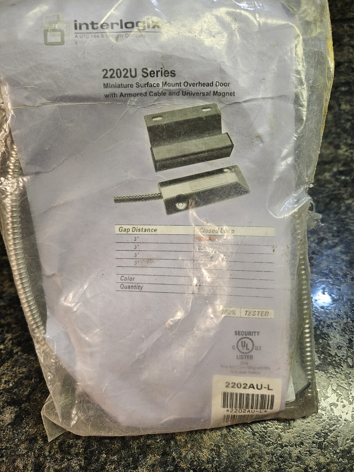 Interlogix Miniature Surface Mount Magnetic Overhead Door 2202AU-L