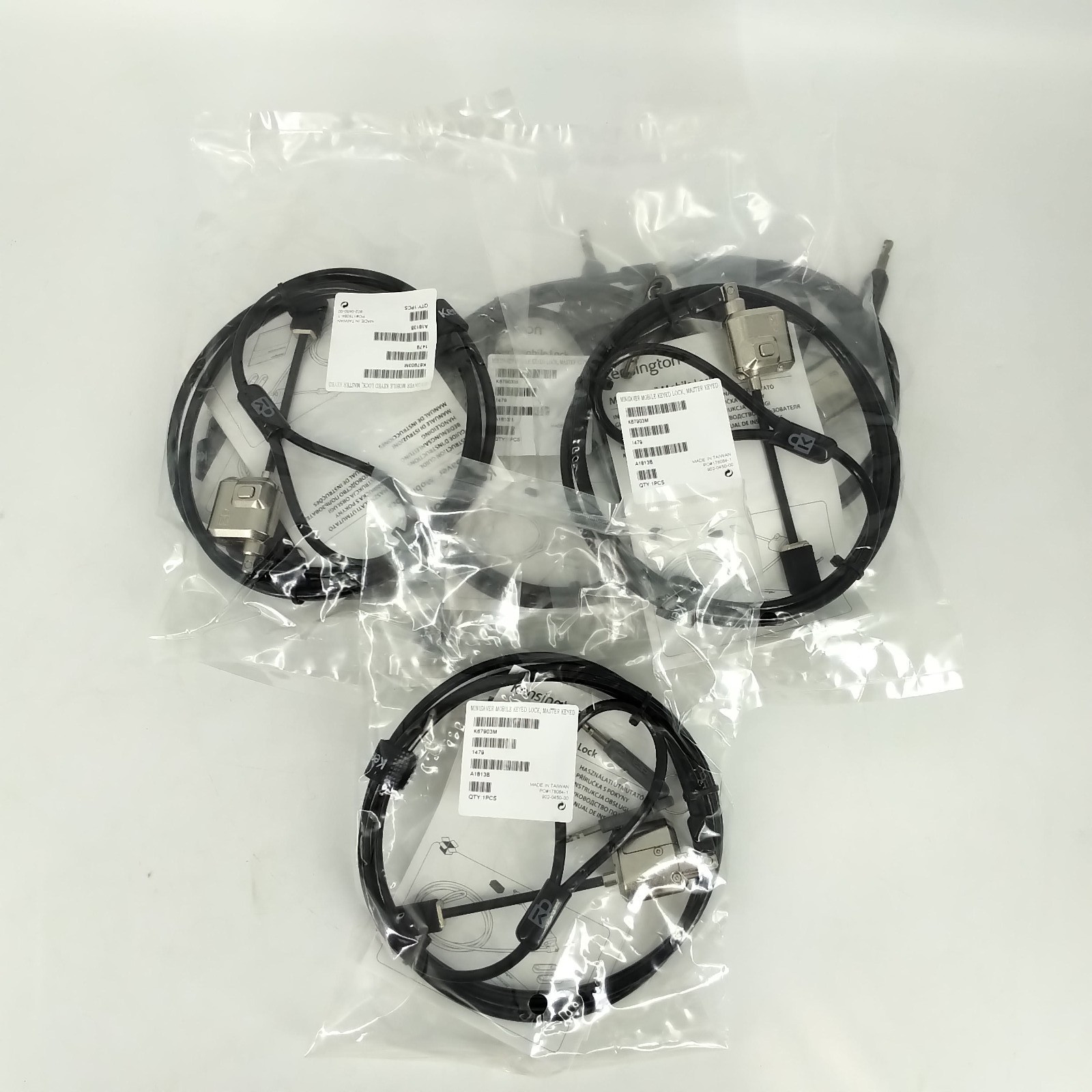 Lot of 10 Kensington MiniSaver Mobile Keyed Lock Master Security Cable K67903M