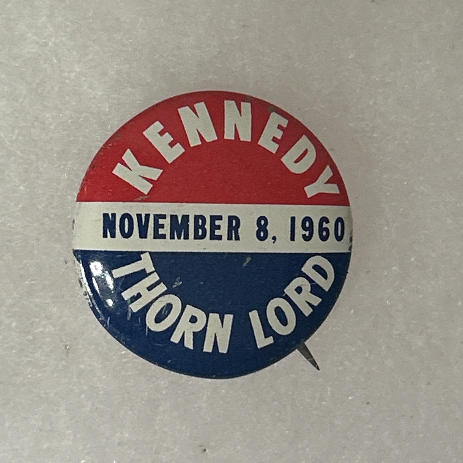 John Kennedy Nov 8 1960 Balfour Bowen Thorn Lord New Jersey  1” pinback button