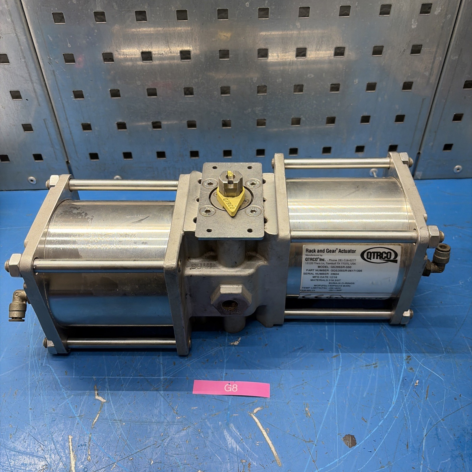 QTRCO Rack and Gear Actuator P/N GQS205SR-06171305 316SS + Warranty