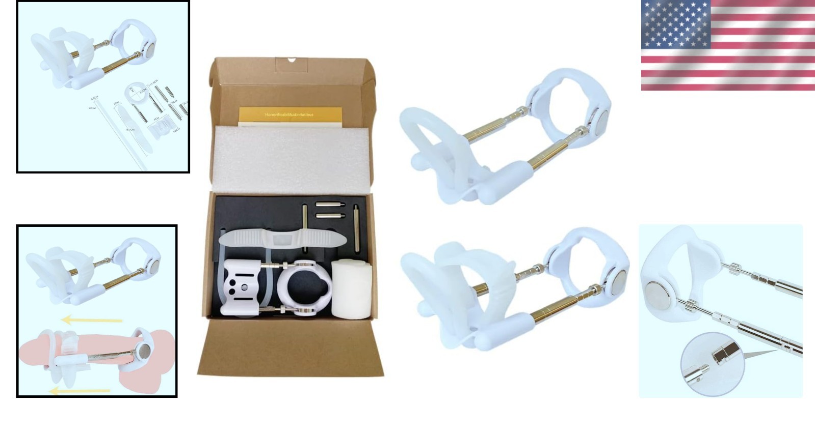 Ergonomic White Penile Traction Device - Adjustable & Portable Enhancement Kit