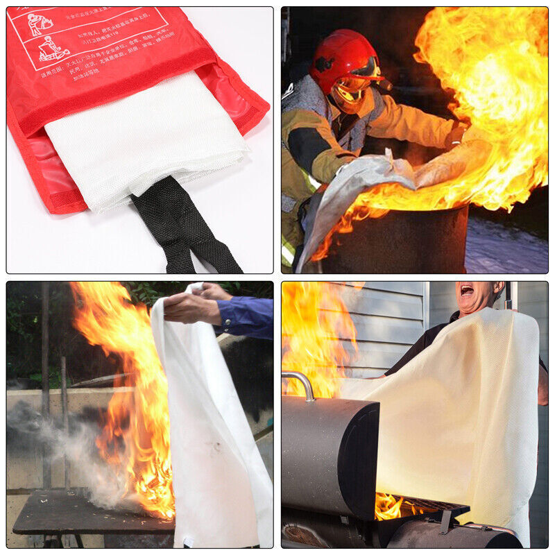 2PCLarge Fire Blanket Fireproof For Home Kitchen Office Caravan Emergency Safety