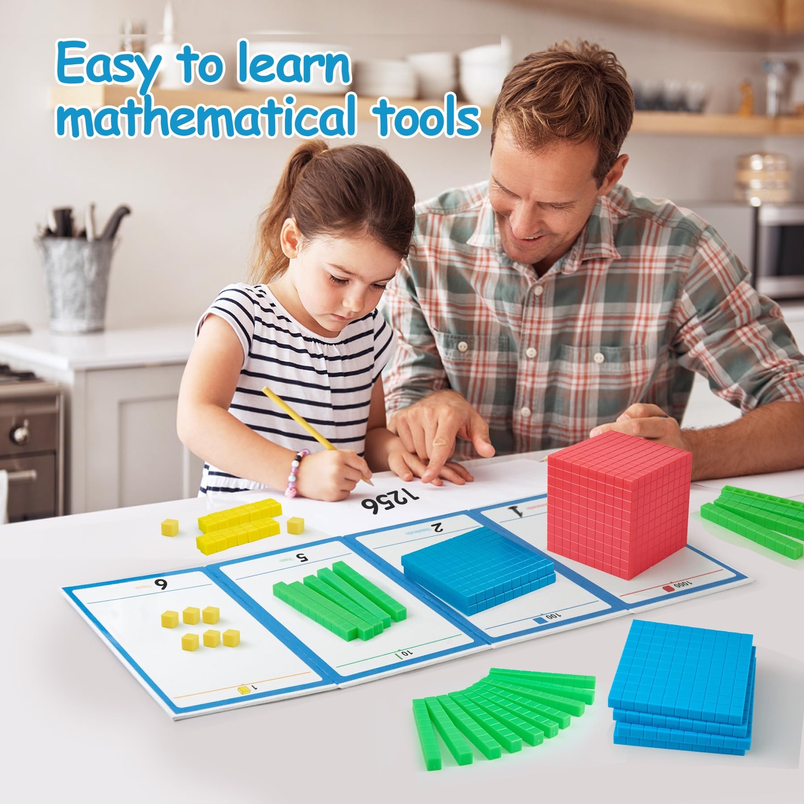 Math Manipulatives for Kids Aged 3+.Base Ten Blocks with Place Value Chart - ...