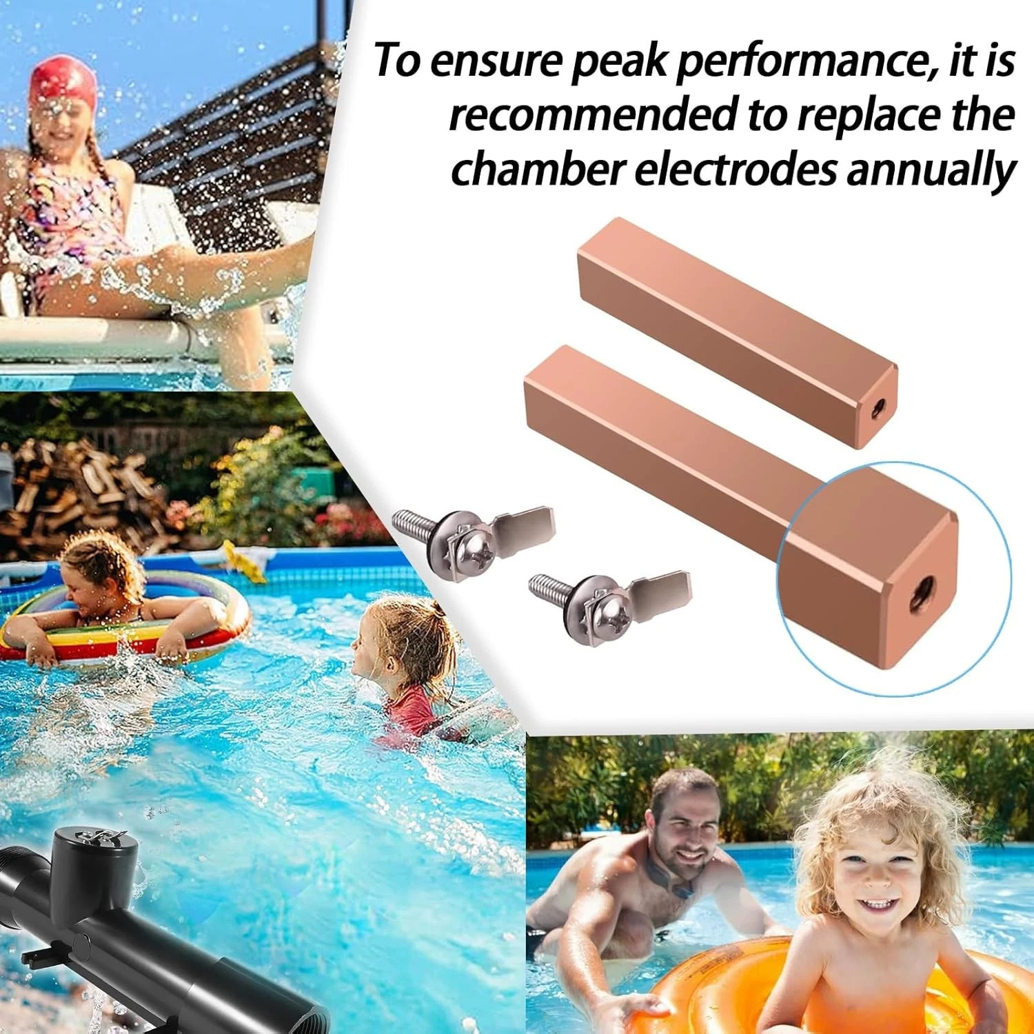 Swimming Pool Copper Electrodes Fits Power Ionizer Chamber,Replace Electrodes
