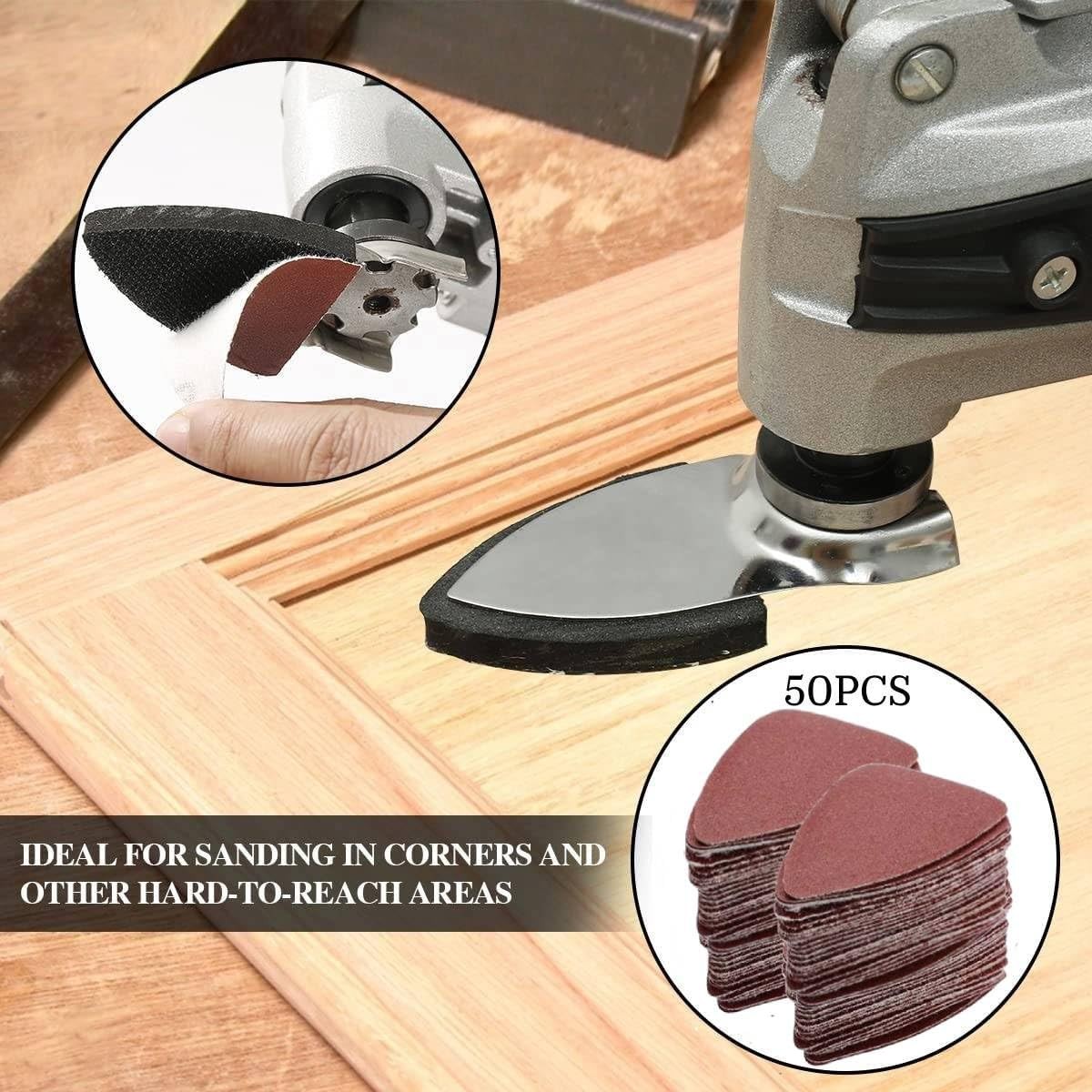 104Pcs Oscillating Multitool Sanding Pads Quick Release Sand 80mmx80mmx80mm
