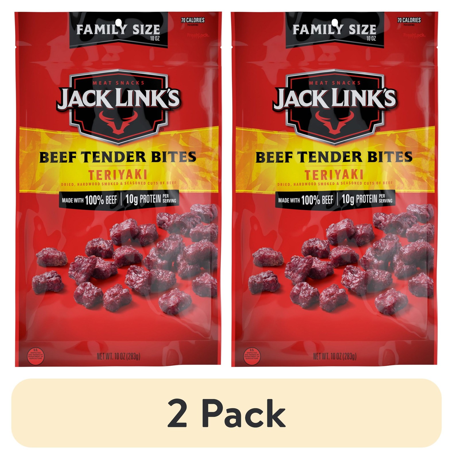 (2 pack) Jack Link's 100% Beef Teriyaki Tender Bites 10Ounce Resealable Bag