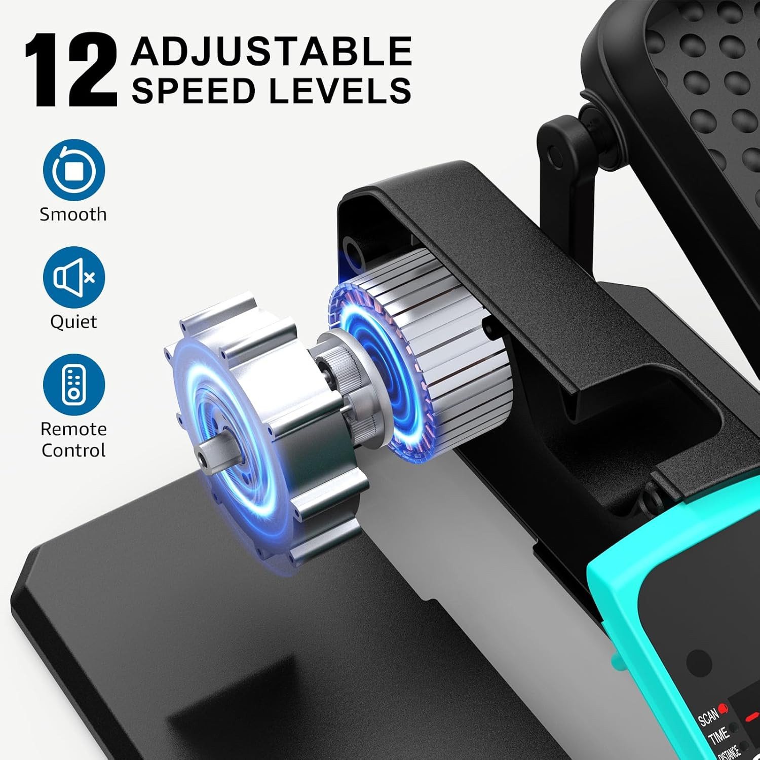 -018 Under Desk Elliptical 12 Speed 5 Modes Mini Motorized Leg Exerciser While S