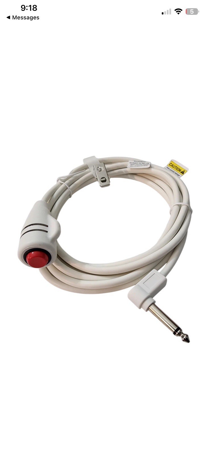 2pk 10" "Click" Push Button Nurse Station Call Cord W Bed Sheet Clip 1/4" Phono