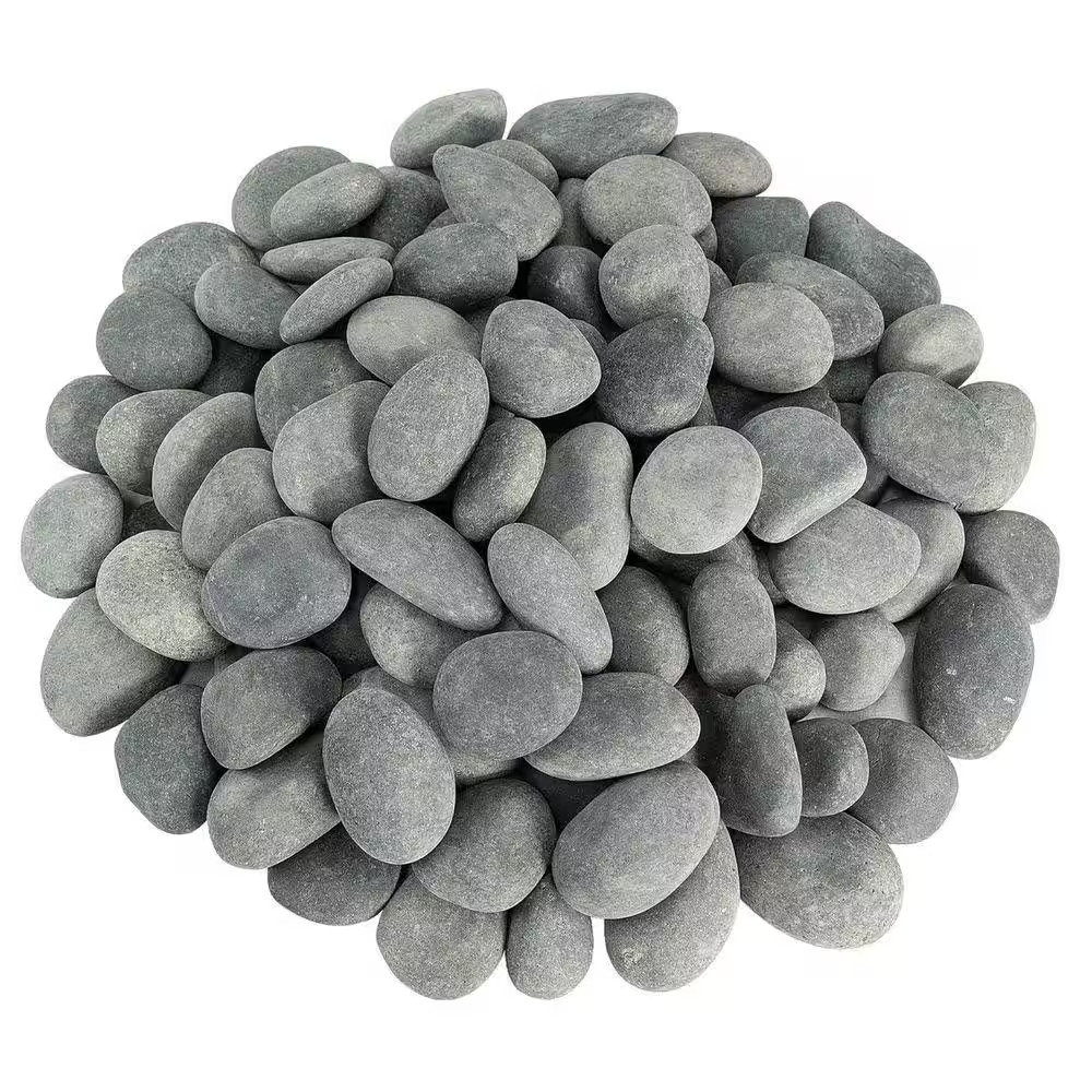 10.31 In. X 7.91 In. X 2.17 In. Oval Black Natural Stone Bag Decorative Landscap