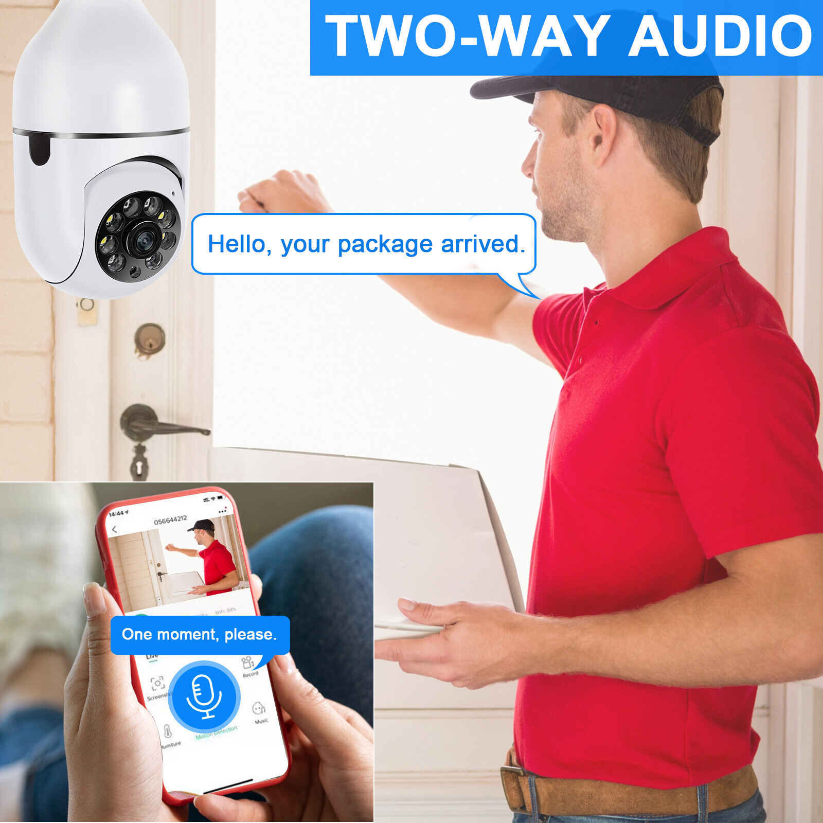 💖360° Wireless WiFi IP Camera E27 Light Bulb 1080P HD Panoramic Security Camera