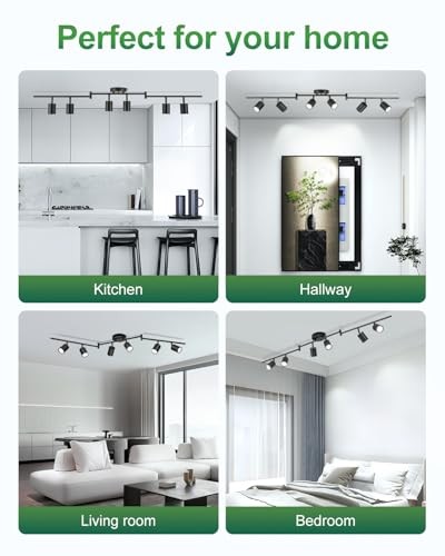 Track Lighting, Rotatable Heads Tracks Light, Track Lightings 6 Ways Black