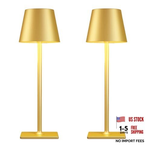 2 Pack Gold Rechargeable Table Lamps,Cordless Lamp with 6000mAh Gold Set of 2