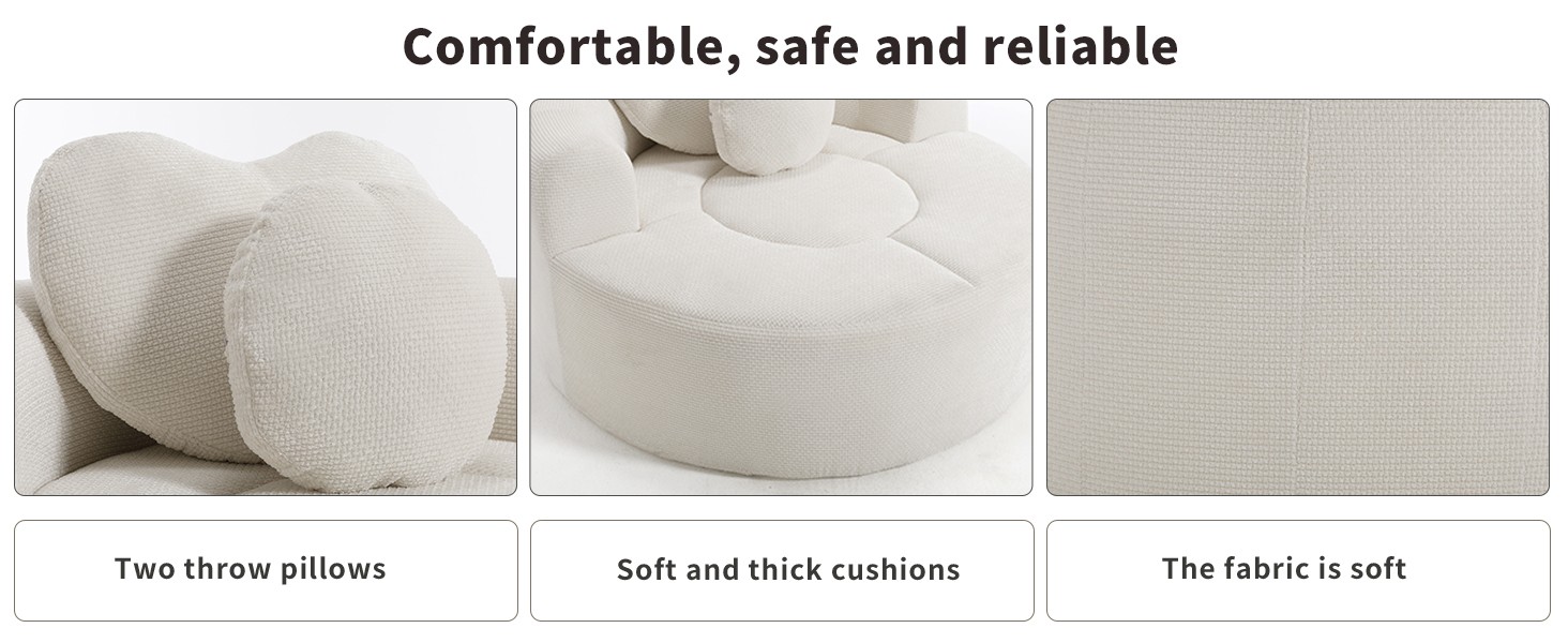 Round Sofa Bed with Memory Foam Sectional Couches for Living Room, Cloud Couch