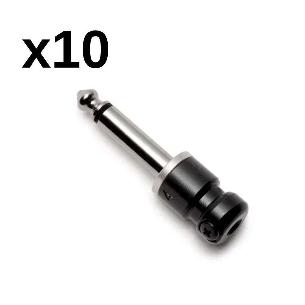 10 Pack - Squareplug SPS4BK Low Profile Right Angle TS Plug, Black