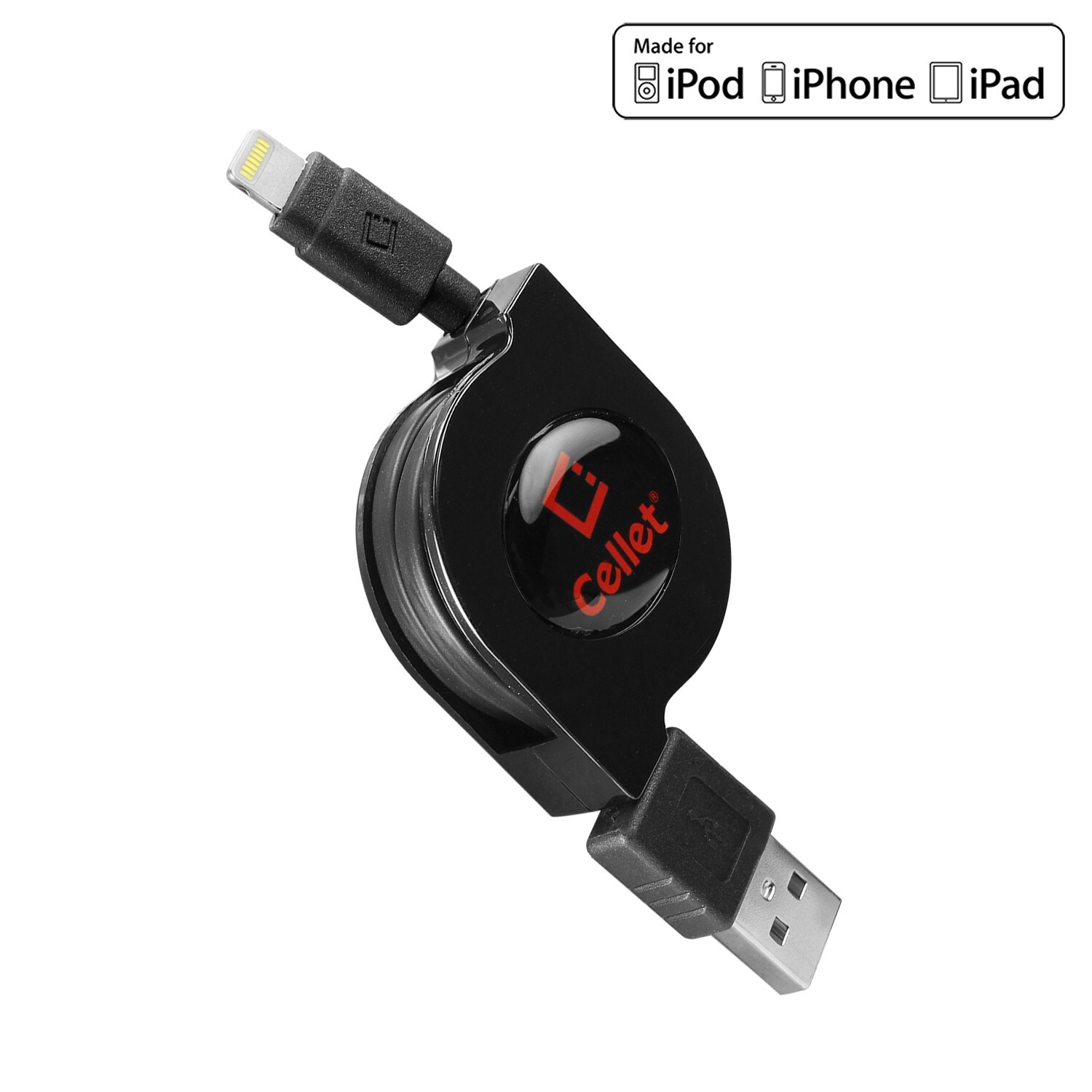 Cellet Retractable Apple MFi Certified Lightning Charging / Data Cable