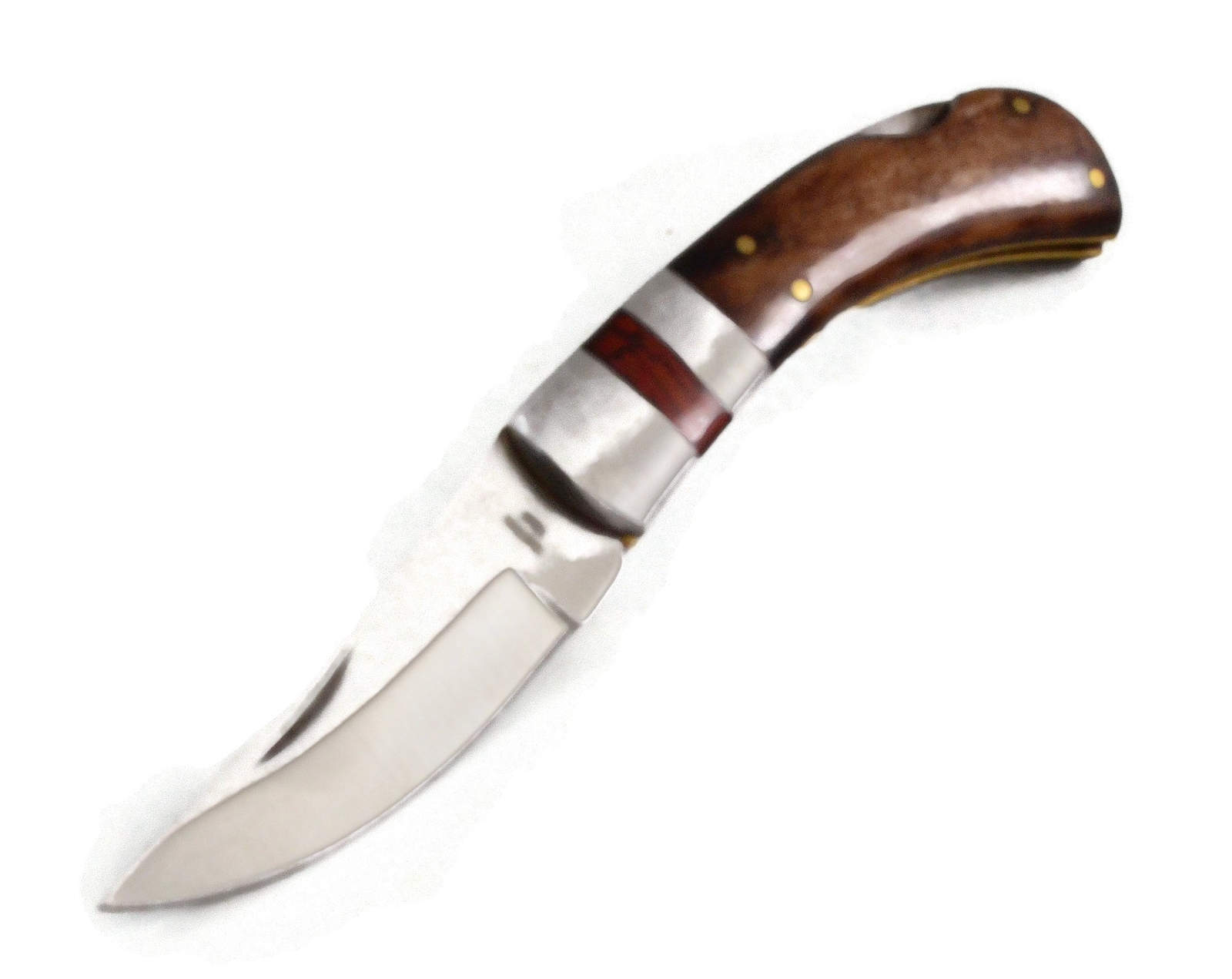 Real Dark Bone Handle Lockback EDC Folding Pocket Knife w/Leather Sheath