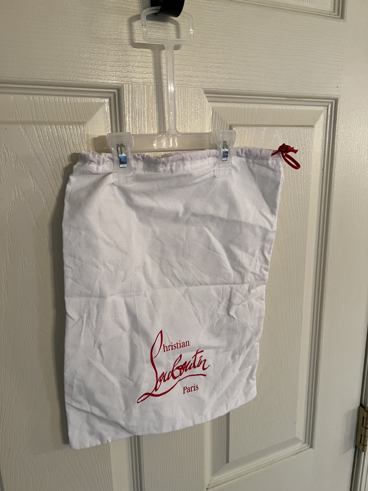 NEW Christian Louboutin WHITE/RED Dust Bags Storage Travel Shoe Drawstring 11x15