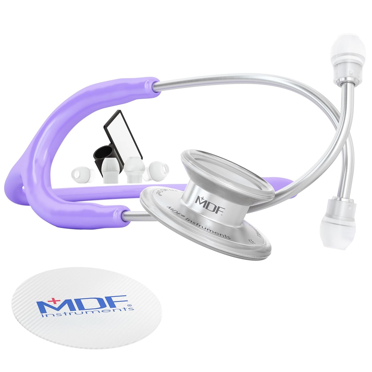 Stainless Steel Stethoscope Adult Dual Head Pastel Purple Tube Silver