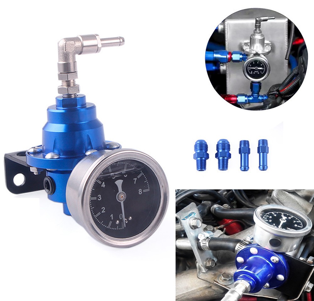 Universal 160psi Adjustable Fuel Pressure Regulator Kit With Regulator Oil Gauge