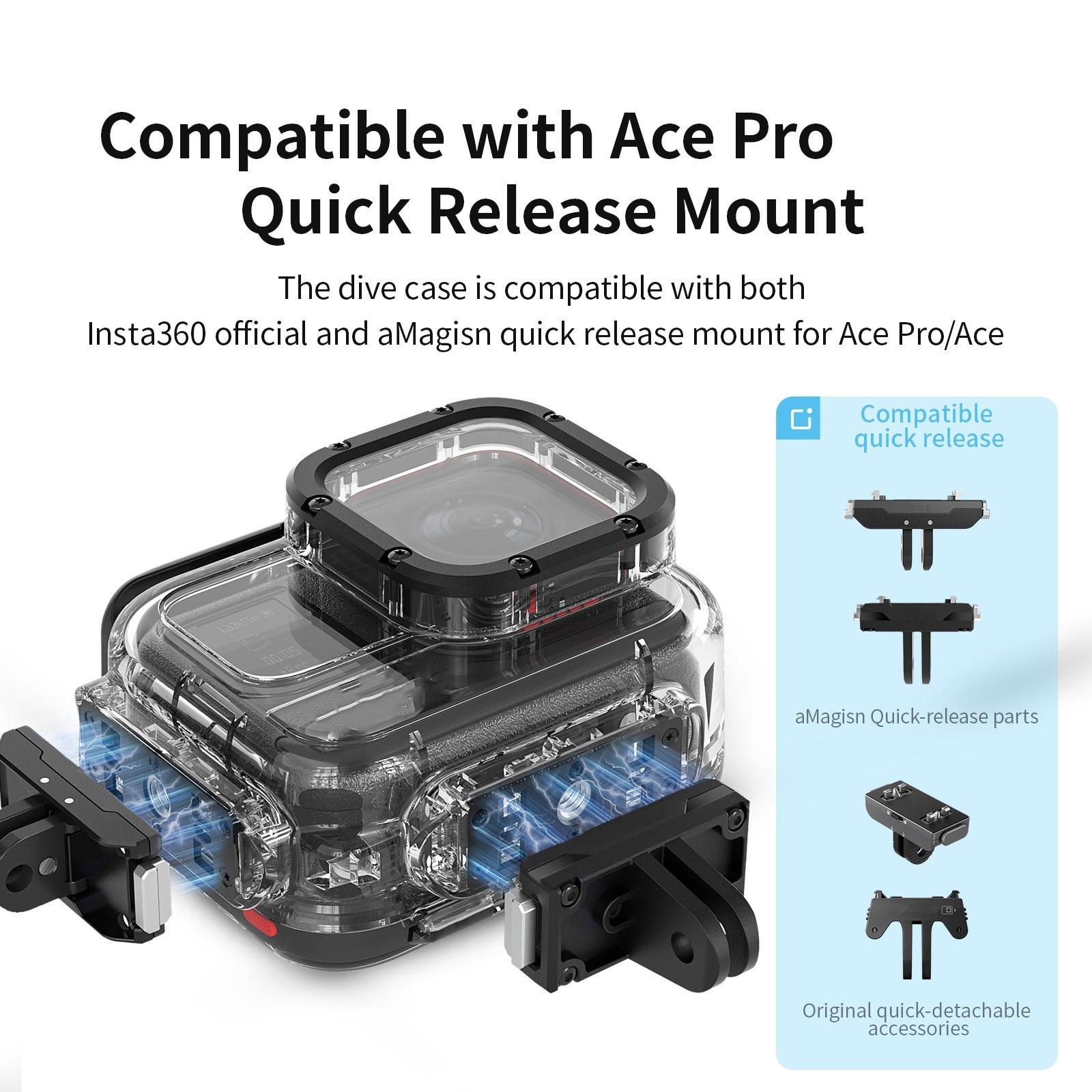New 60M Diving Waterproof Shell Case Camera Accessories For Insta360 ACE Pro dd
