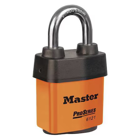 Master Lock 6121Kaorj Lockout Padlock, Keyed Alike, Steel, Orange, 1 1/8 In