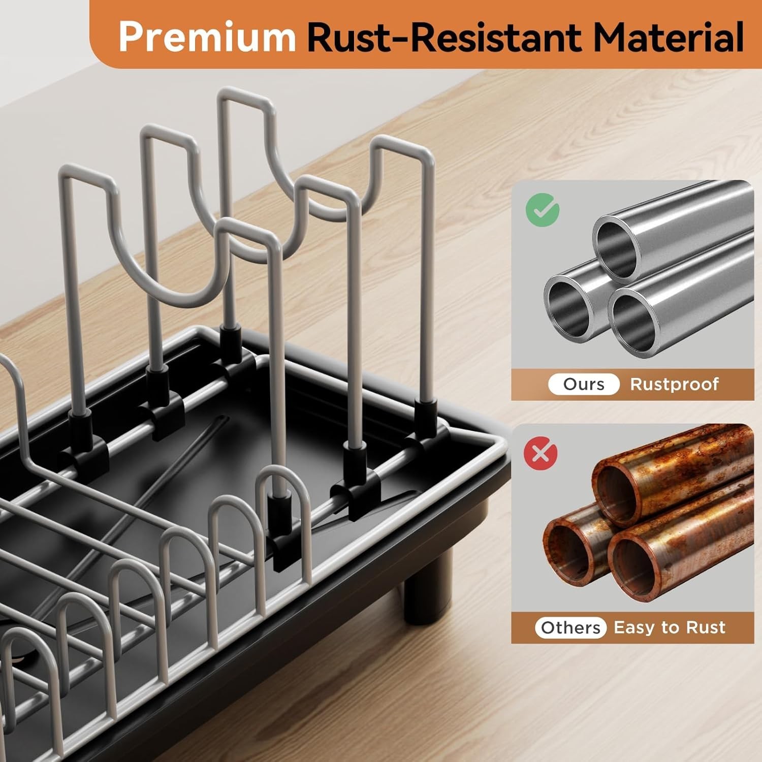 Small Dish Drying Rack, Compact Dish Drainer for Kitchen Counter, with Adjust...
