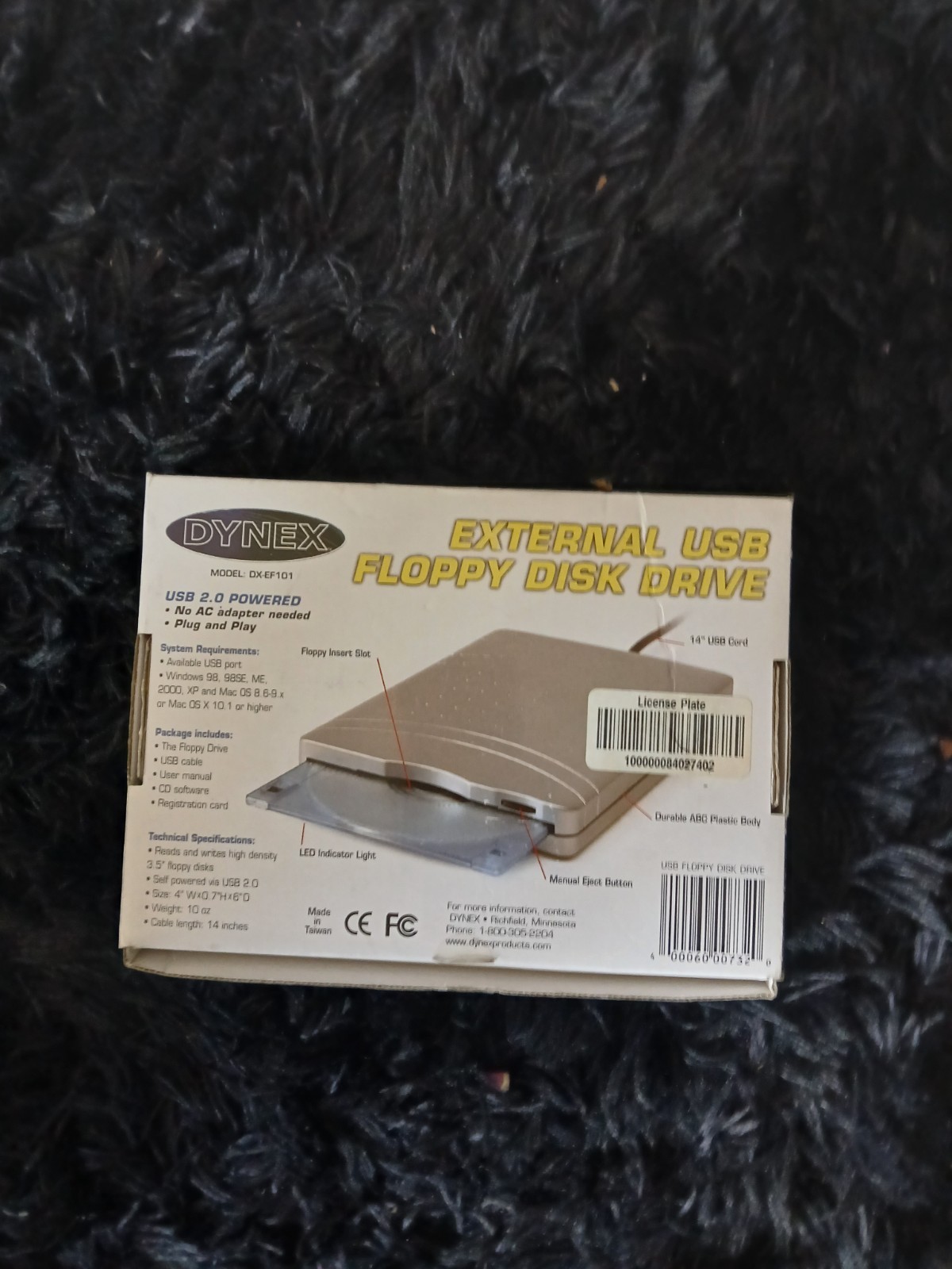 Dynex Slim USB External FD Drive DX-EF101 3.5in Floppy Disk Drive