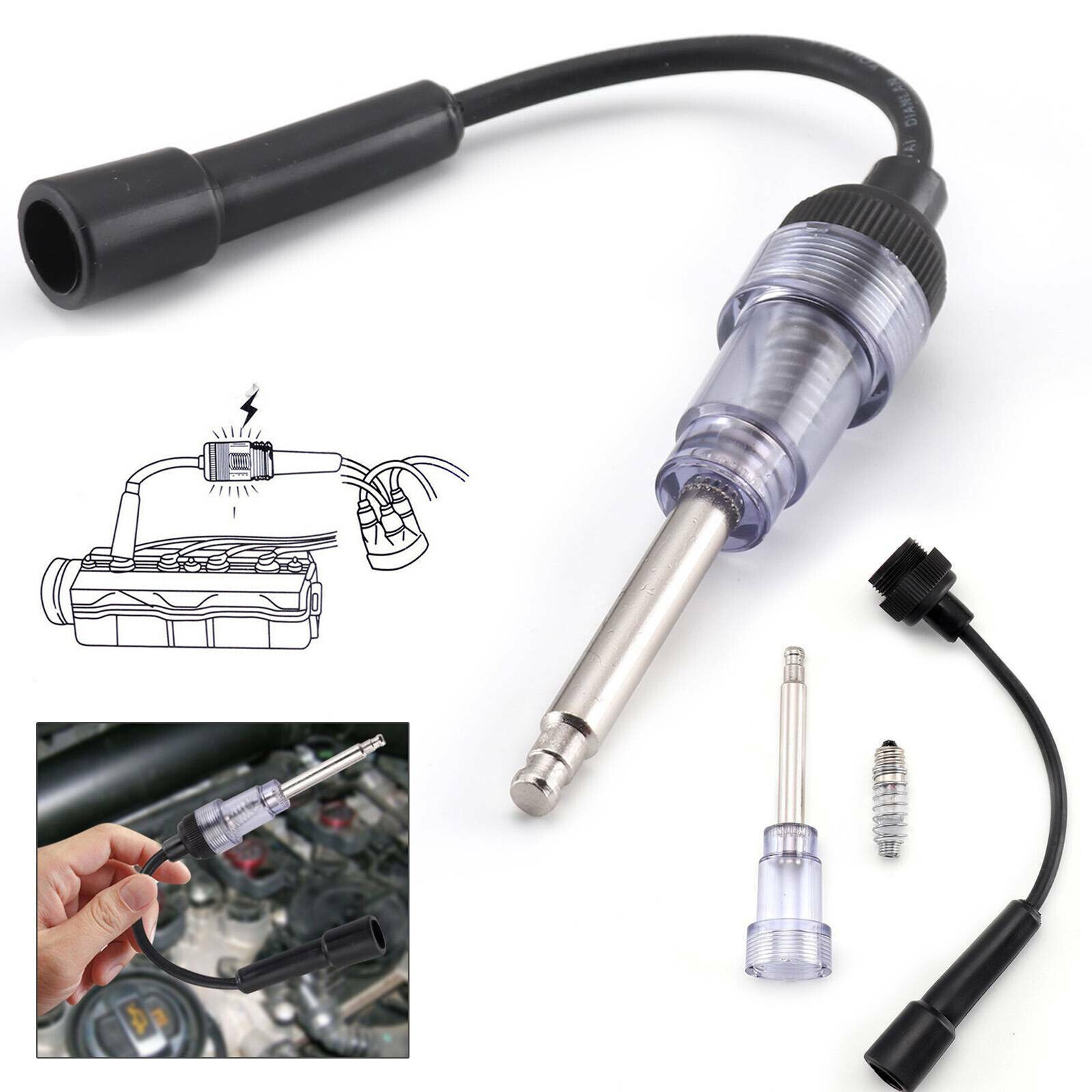 Spark Plug Tester Ignition System Coil Engine In Line Auto Diagnostic Test Tools