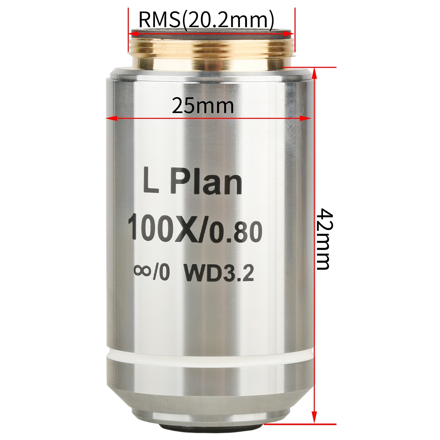100X Infinity Flat Field Metallurgical Objective Lens Working Distance 3.2mm