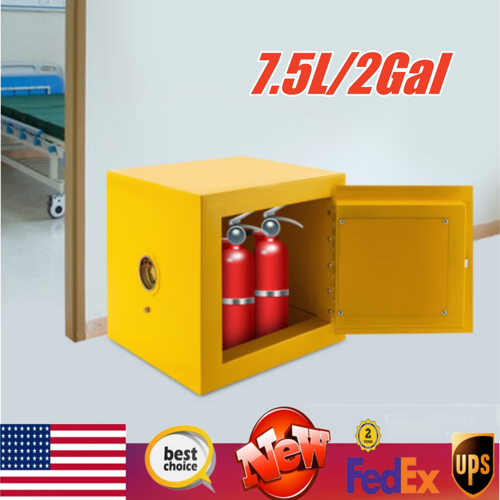 2 Gal Flammable Safety Chemical Liquid Storage Cabinet Explosion-Proof Cabinet