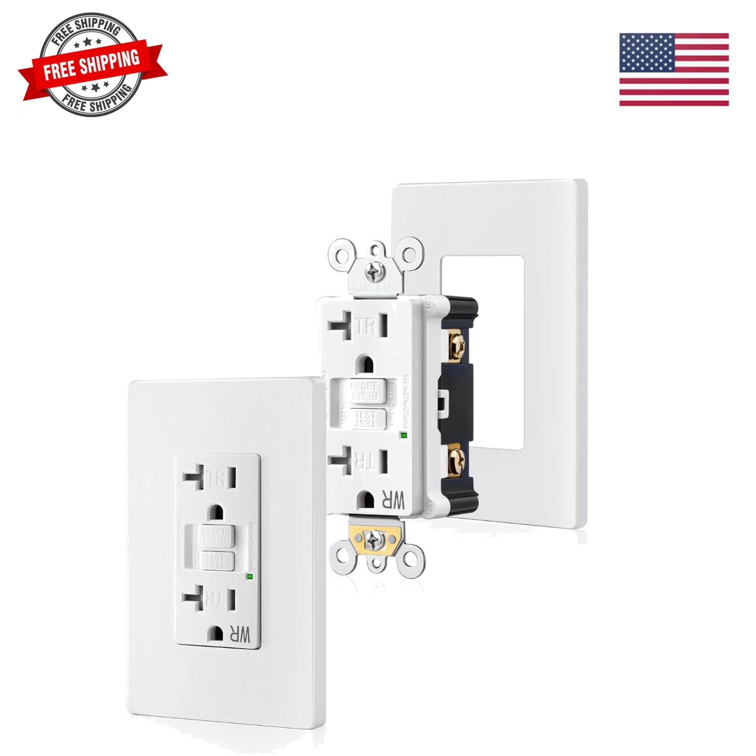 GFCI Outlet 20 Amp, 2 Pack Self- GFI Electrical Outlets, Tamper & Weather-Res...